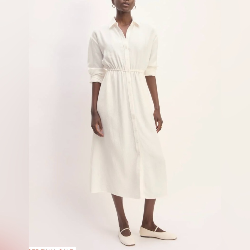 Everlane Classic White Long Sleeve Jacquard Shirt Dress XS NWT
